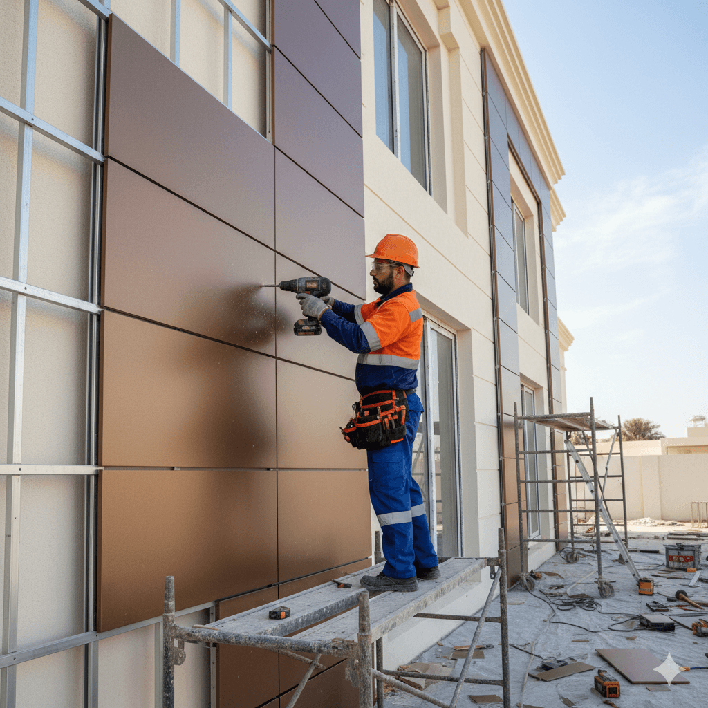 واجهة كلادينج تجارية احترافية بالرياض